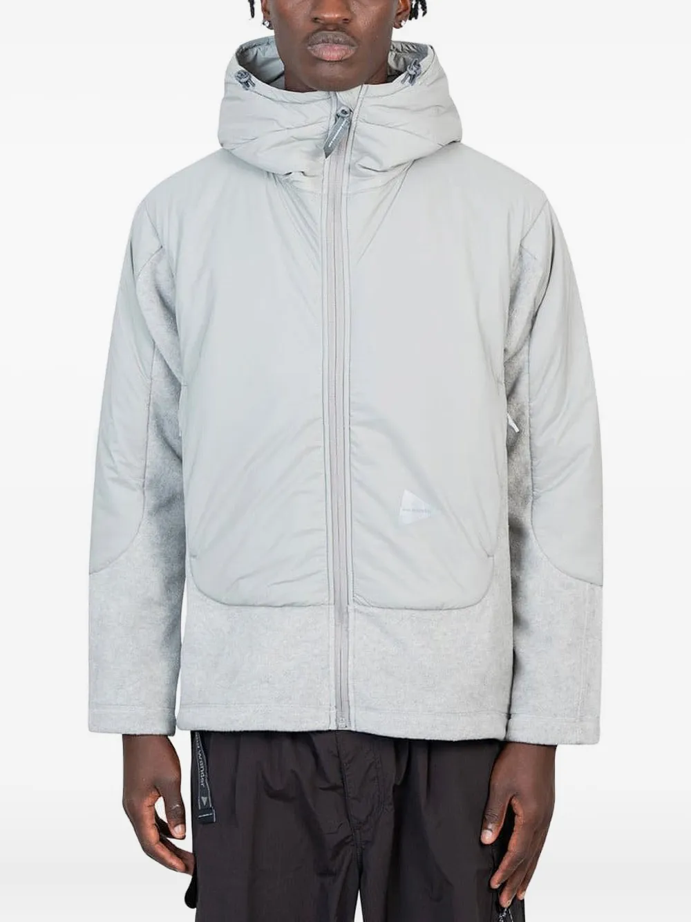 fleece-paneled hooded jacket