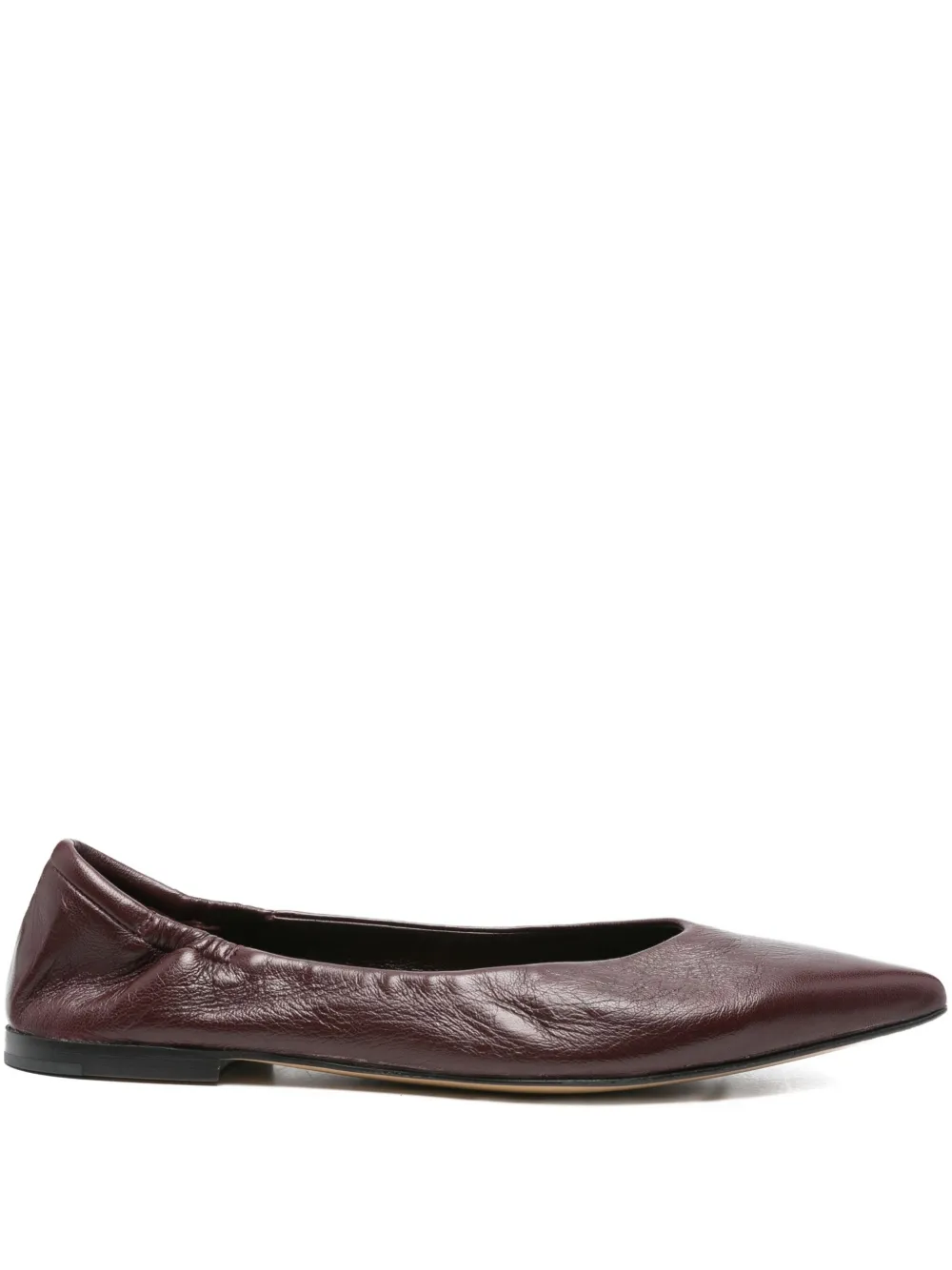 Pomme D'or Glove Pointed-toe Leather Ballet Flats In Red