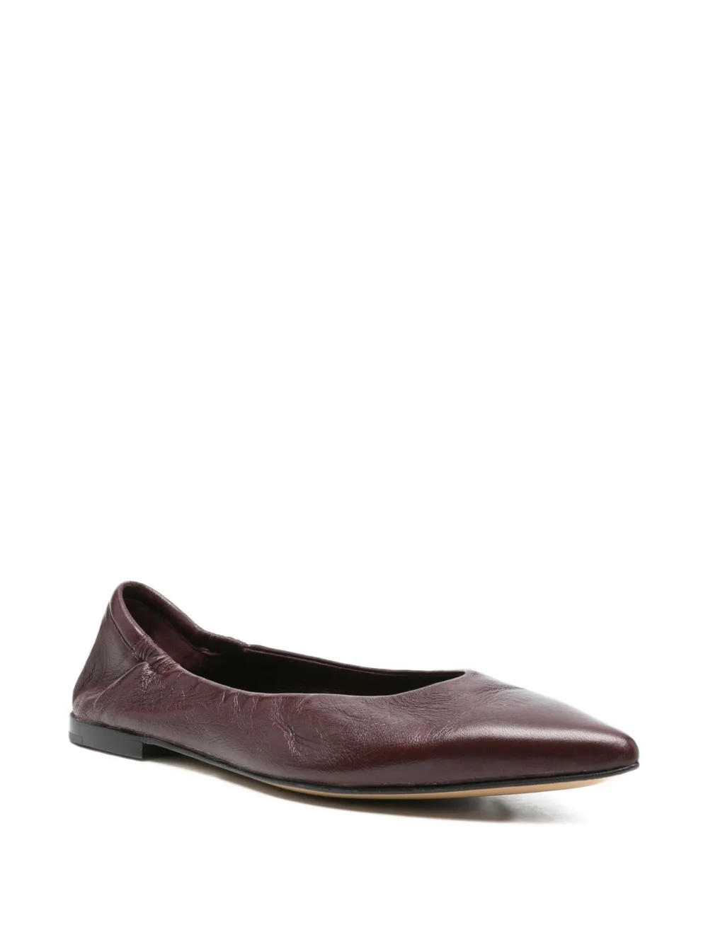 Pomme D'or Glove Pointed-toe Leather Ballet Flats In Red