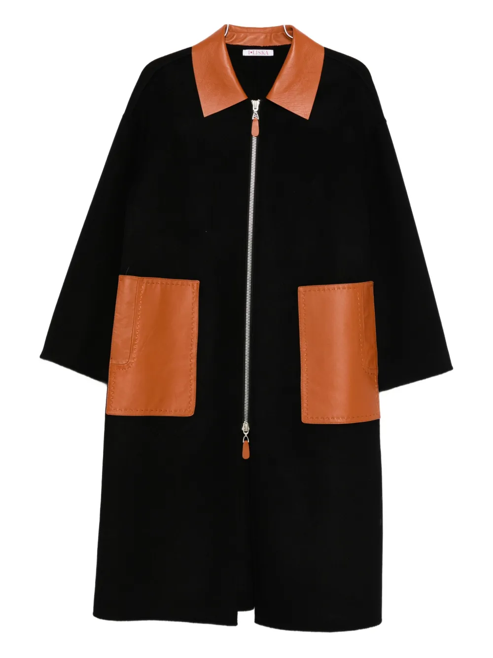 Liska Cappotto con bordo in pelle - Nero