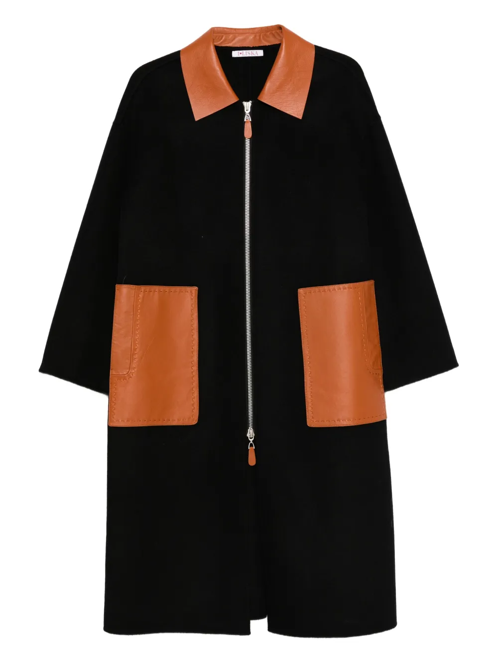 Liska leather-trim coat | Black | Image 1
