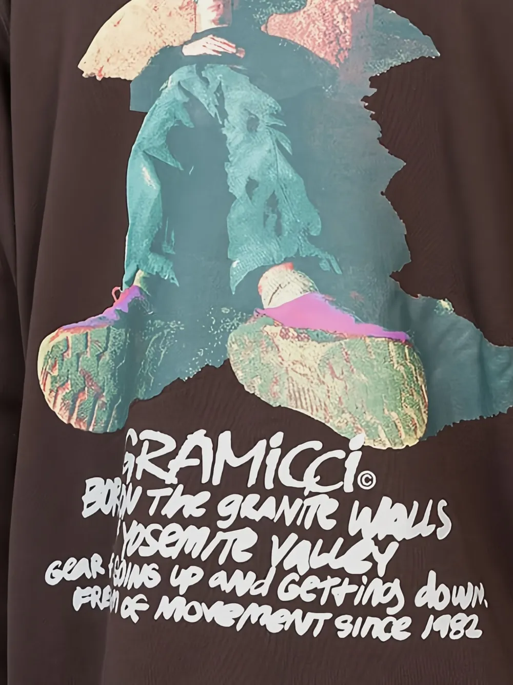 Gramicci Napping Climber katoenen hoodie met grafische print Bruin