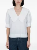 GANNI ruffled-collar cotton blouse - White