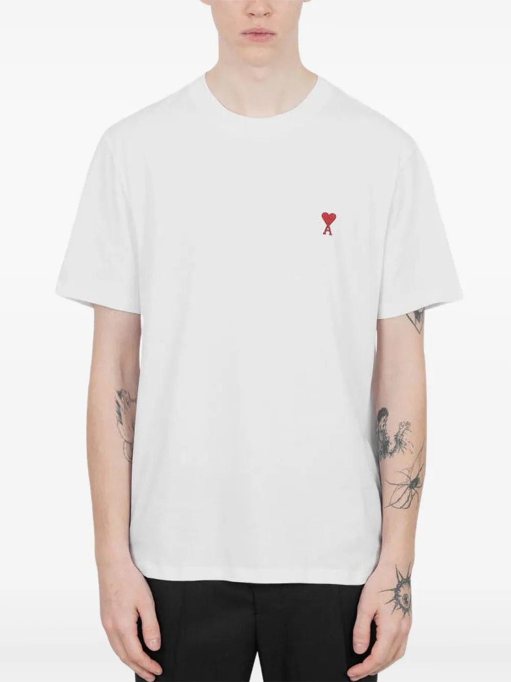 Ami Alexandre Mattiussi Logo-embroidered Organic Cotton-jersey T-shirt In White