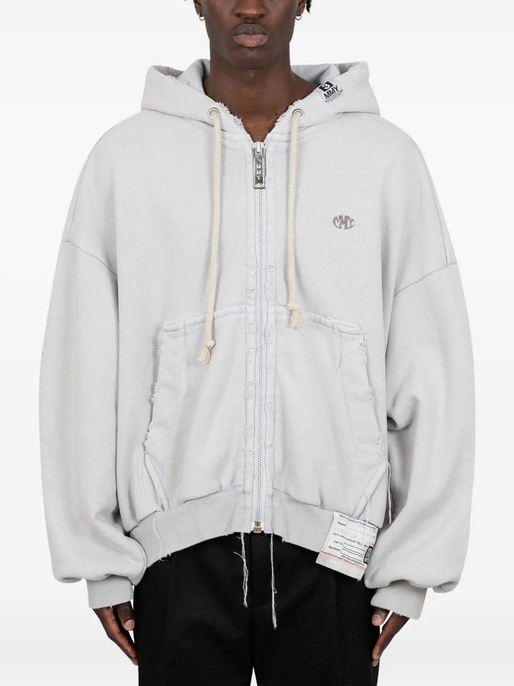 Maison MIHARA YASUHIRO distressed zip-up hoodie | Grey | Image 1