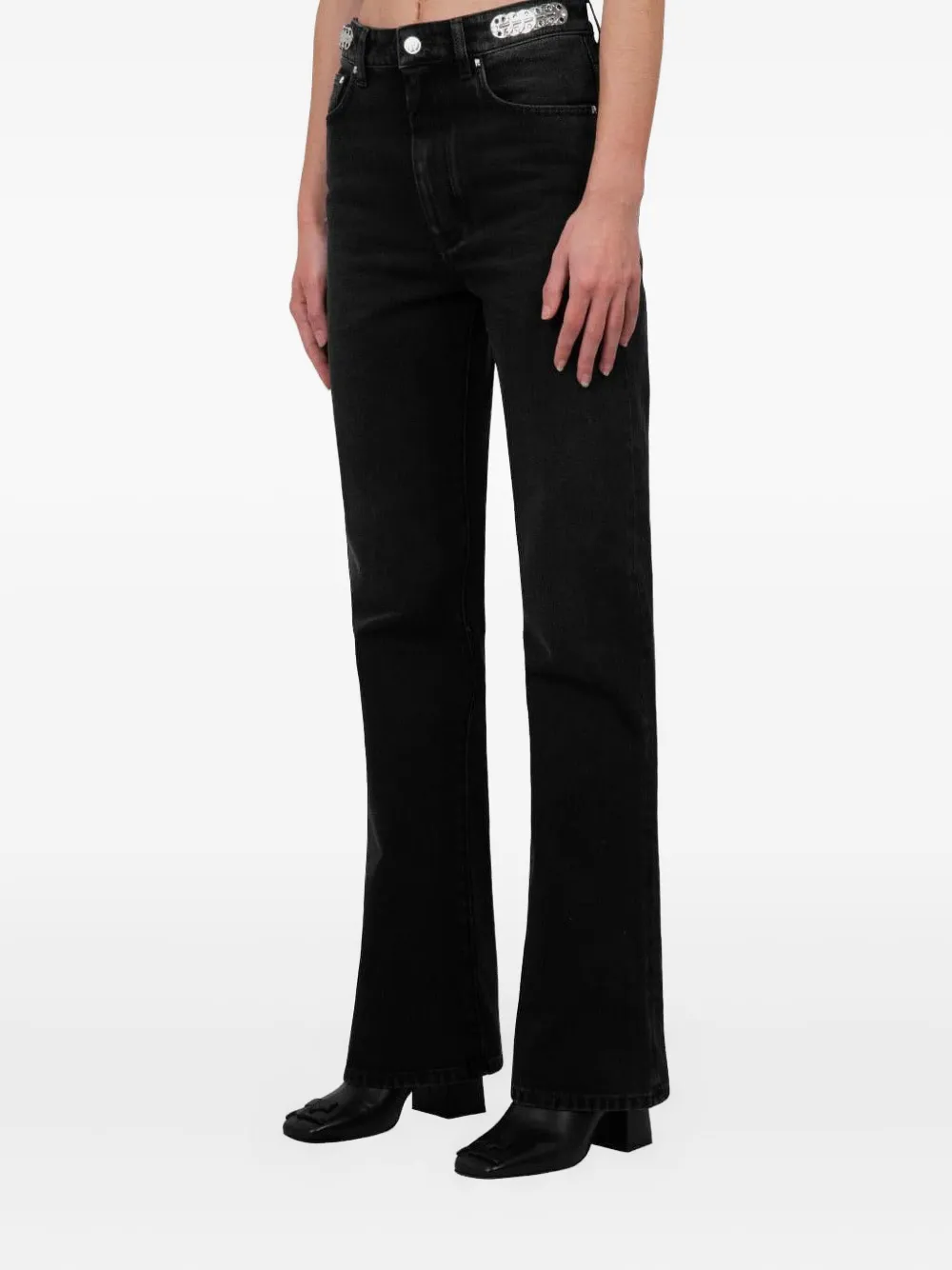 Rabanne Jeans met logoplakkaat - Zwart