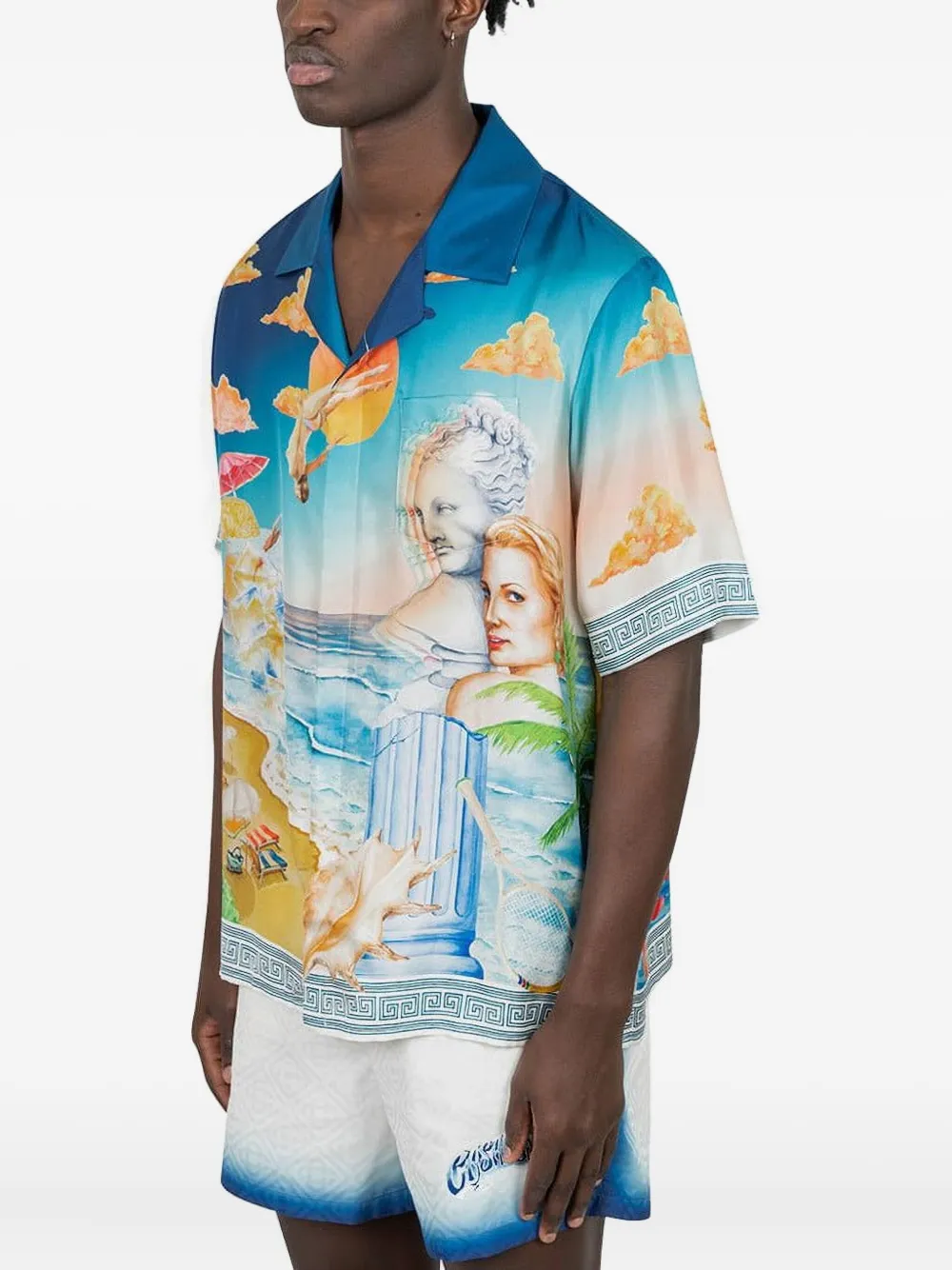 Casablanca Le Plongeon zijden overhemd - Blauw