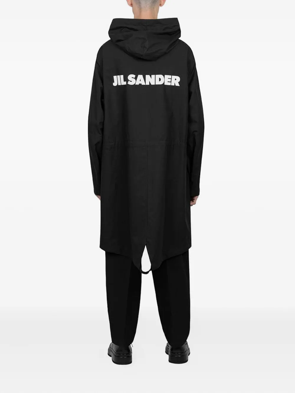 Jil Sander logo-print hooded raincoat Zwart