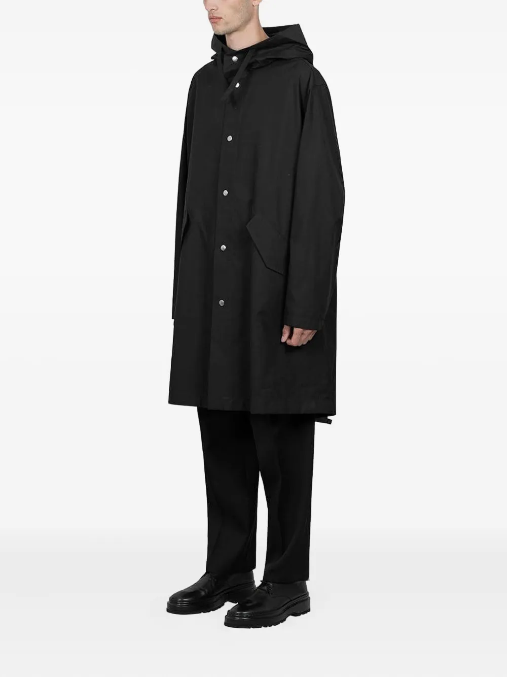Jil Sander logo-print hooded raincoat Zwart