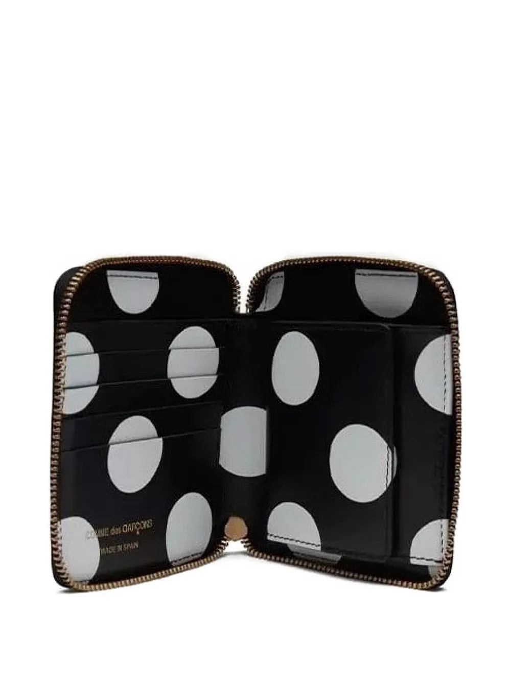 Comme Des Garçons Zip-around Polka-dot Wallet In Black