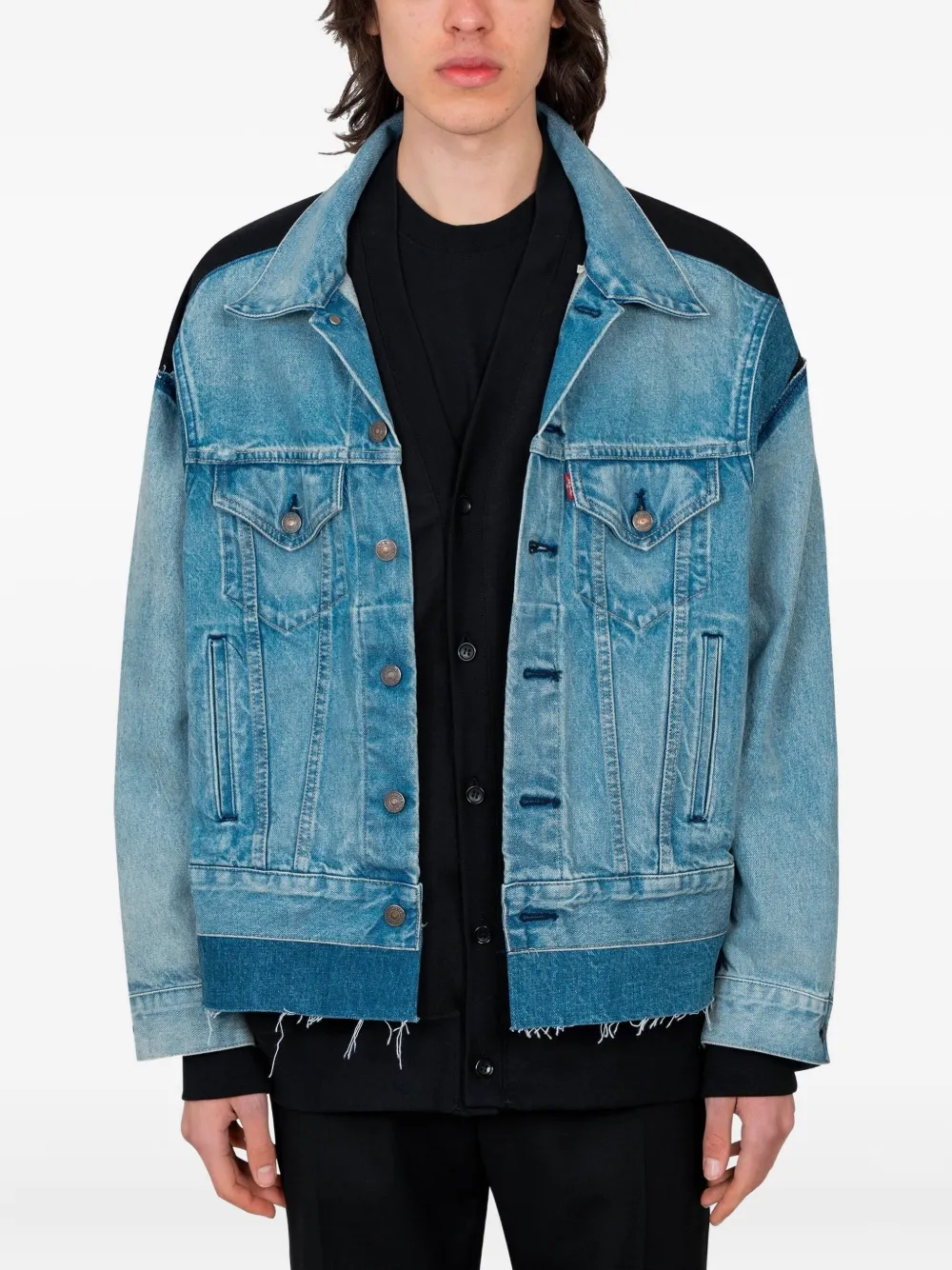 denim panelled jacket