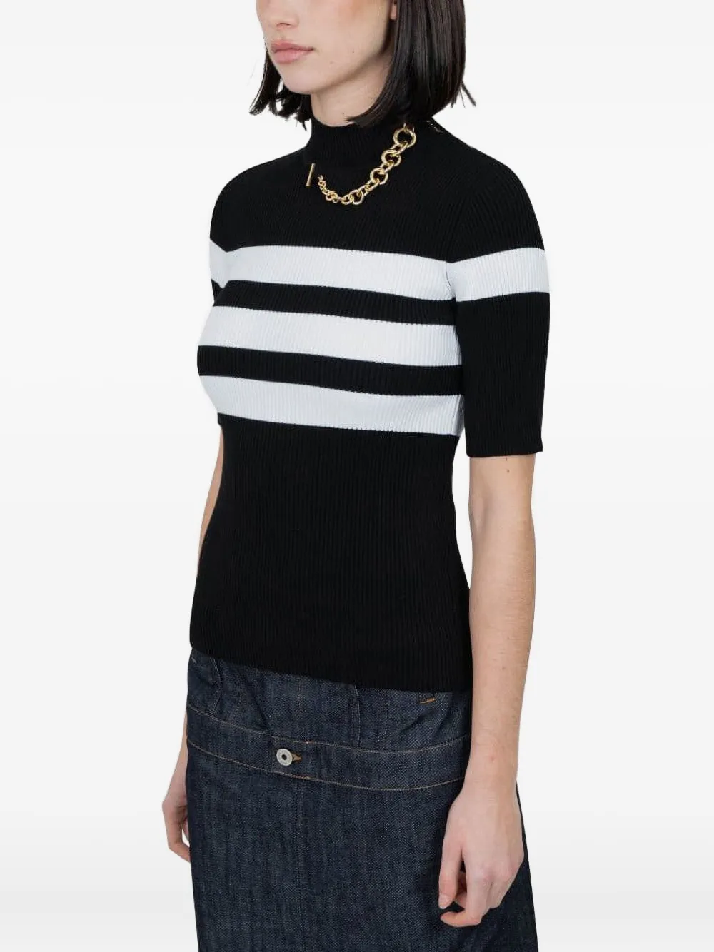 Jean Paul Gaultier chain-embellished ribbed top | Knitted Tops | Image 2