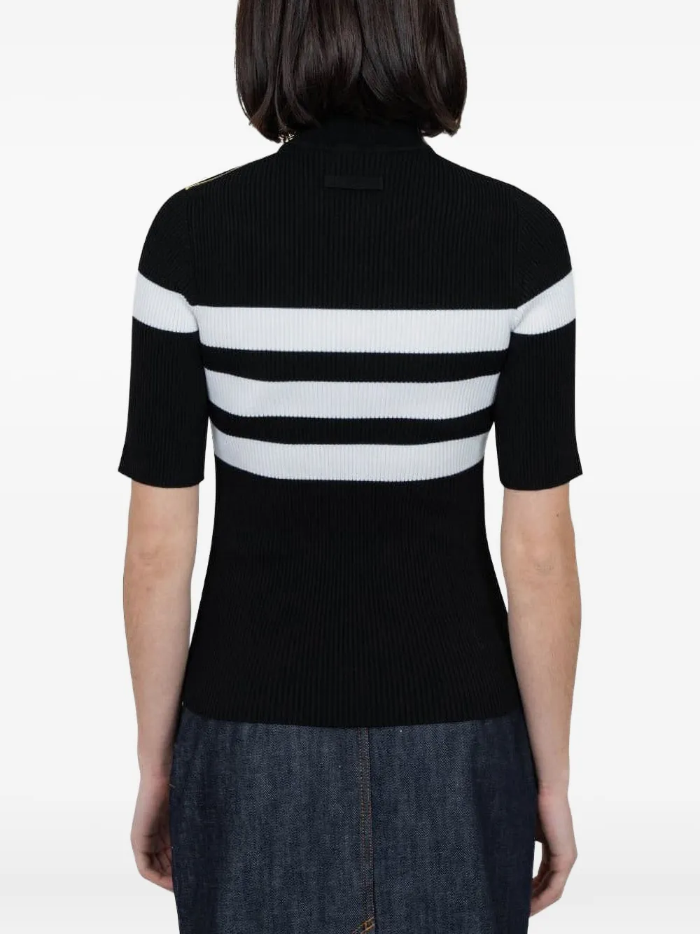 Jean Paul Gaultier The Viscose Knitted Short Sleeves Pullover In Black