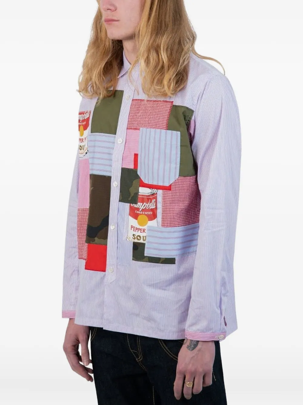 Junya Watanabe MAN Andy Warhol overhemd met patchwork Blauw