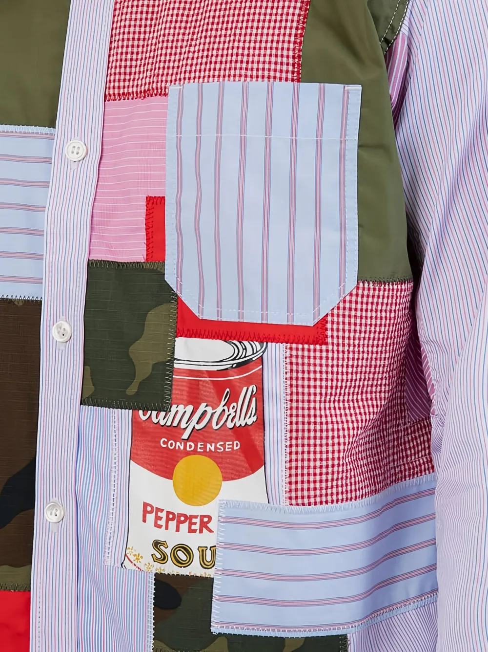 Junya Watanabe MAN Andy Warhol overhemd met patchwork Blauw