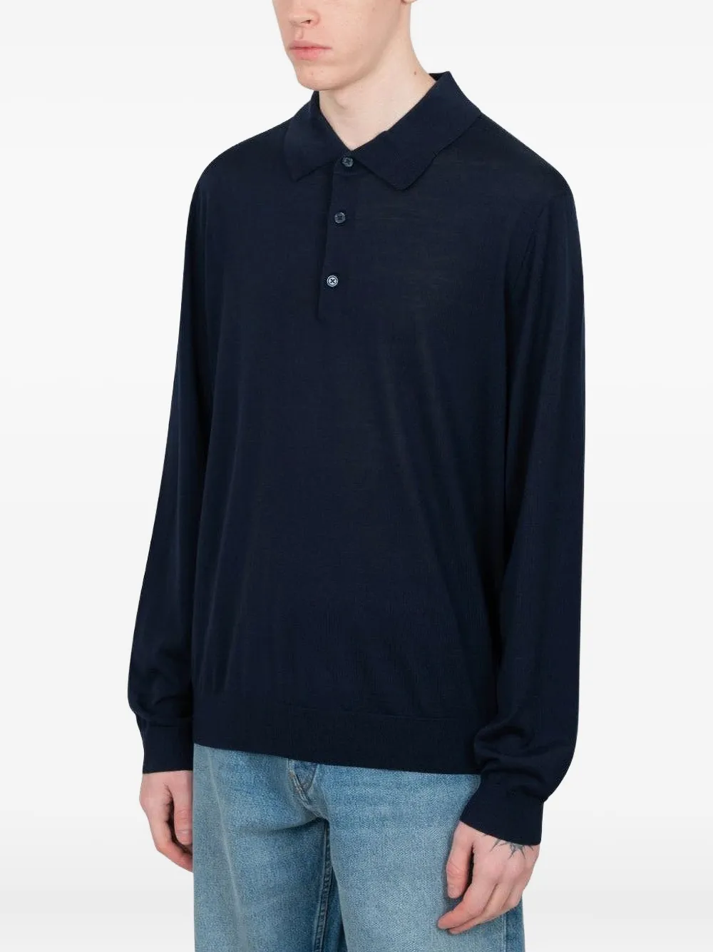 Universal Works Poloshirt met lange mouwen - Blauw