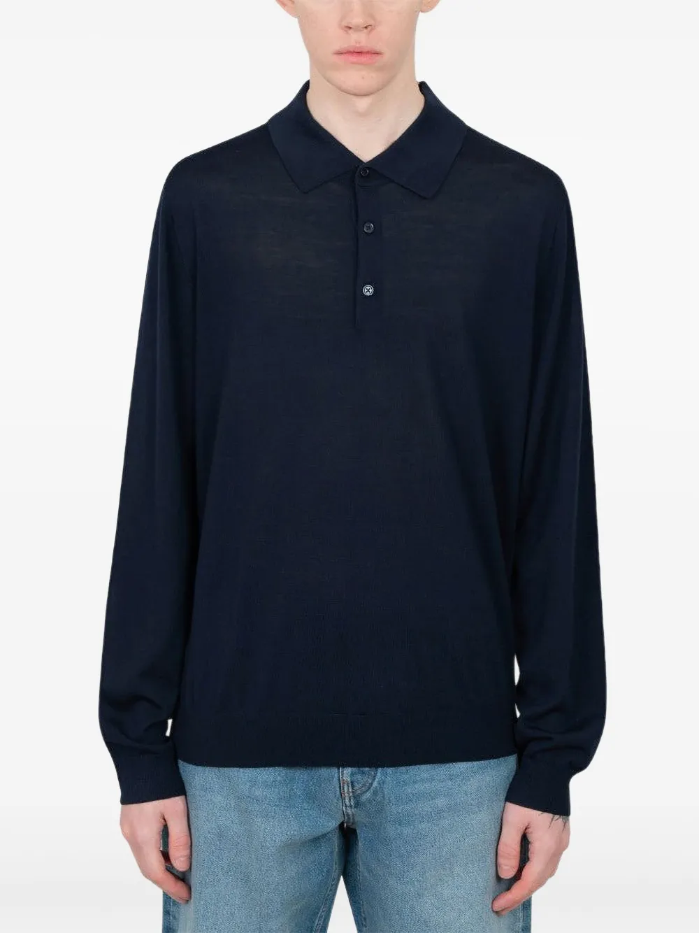 Universal Works Langärmeliges Poloshirt In Blue