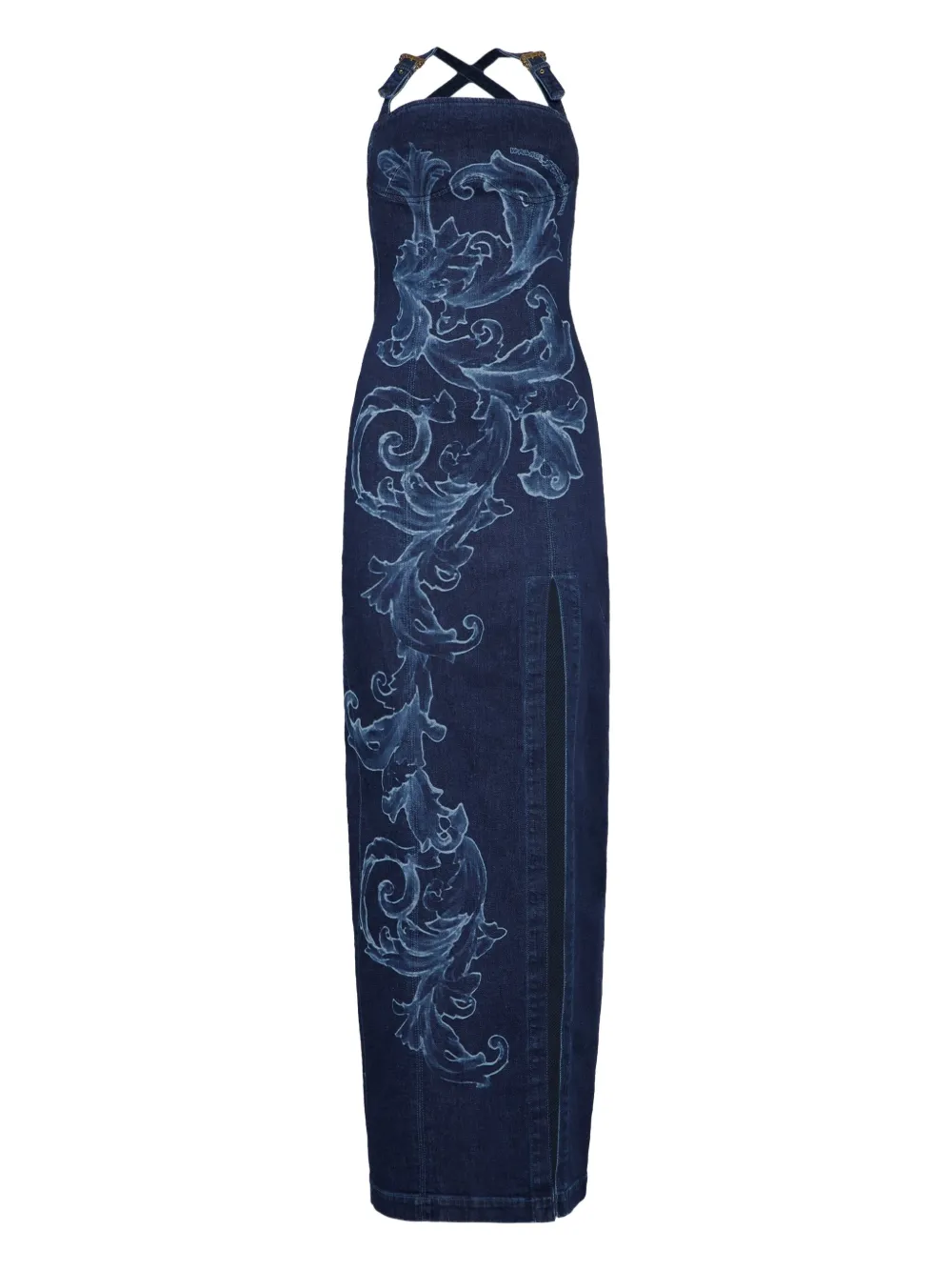 Versace Jeans Couture Spijkerjurk verfraaid met barok Blauw