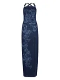Versace Jeans Couture baroque-embellished denim dress - Blue
