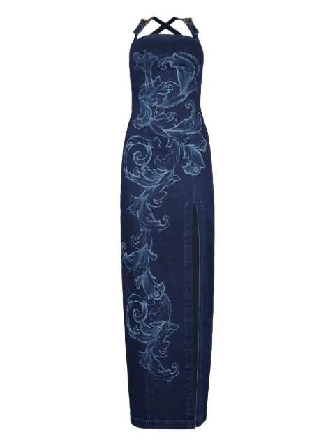 Versace Jeans Couture baroque-embellished denim dress