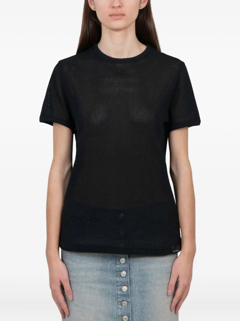 Courrèges mesh T-shirt - ブラック Courrèges mesh T-shirt - ブラック