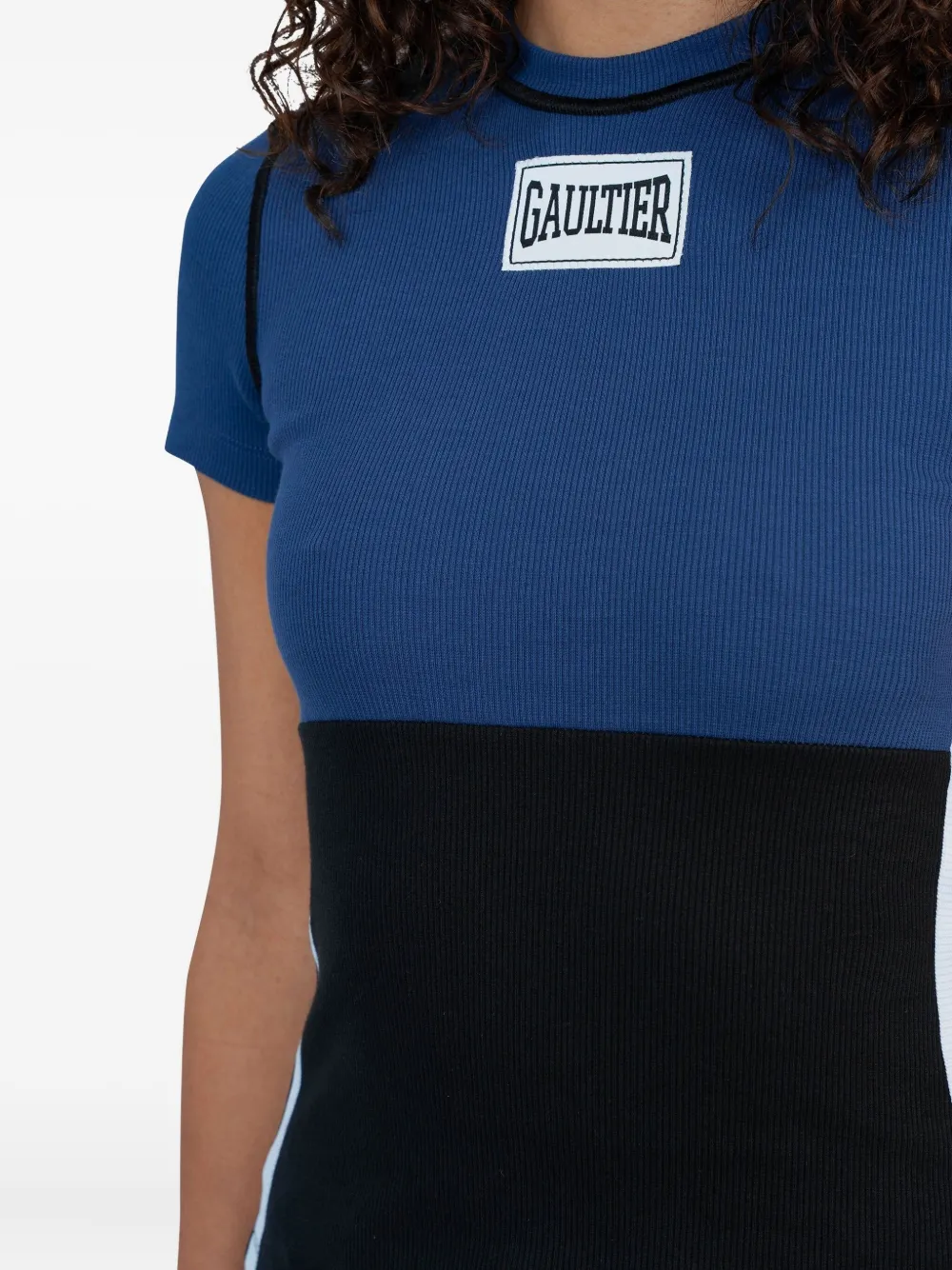 Jean Paul Gaultier T-shirt met geribbelde vlakken Blauw