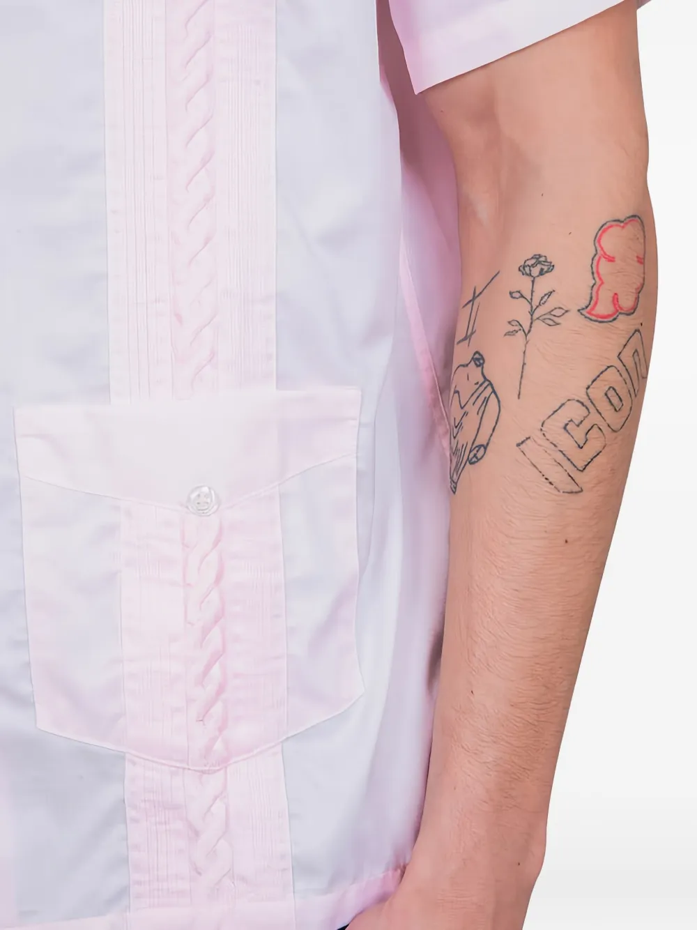 Drôle De Monsieur Overhemd met gevlochten vlak en korte mouwen Roze
