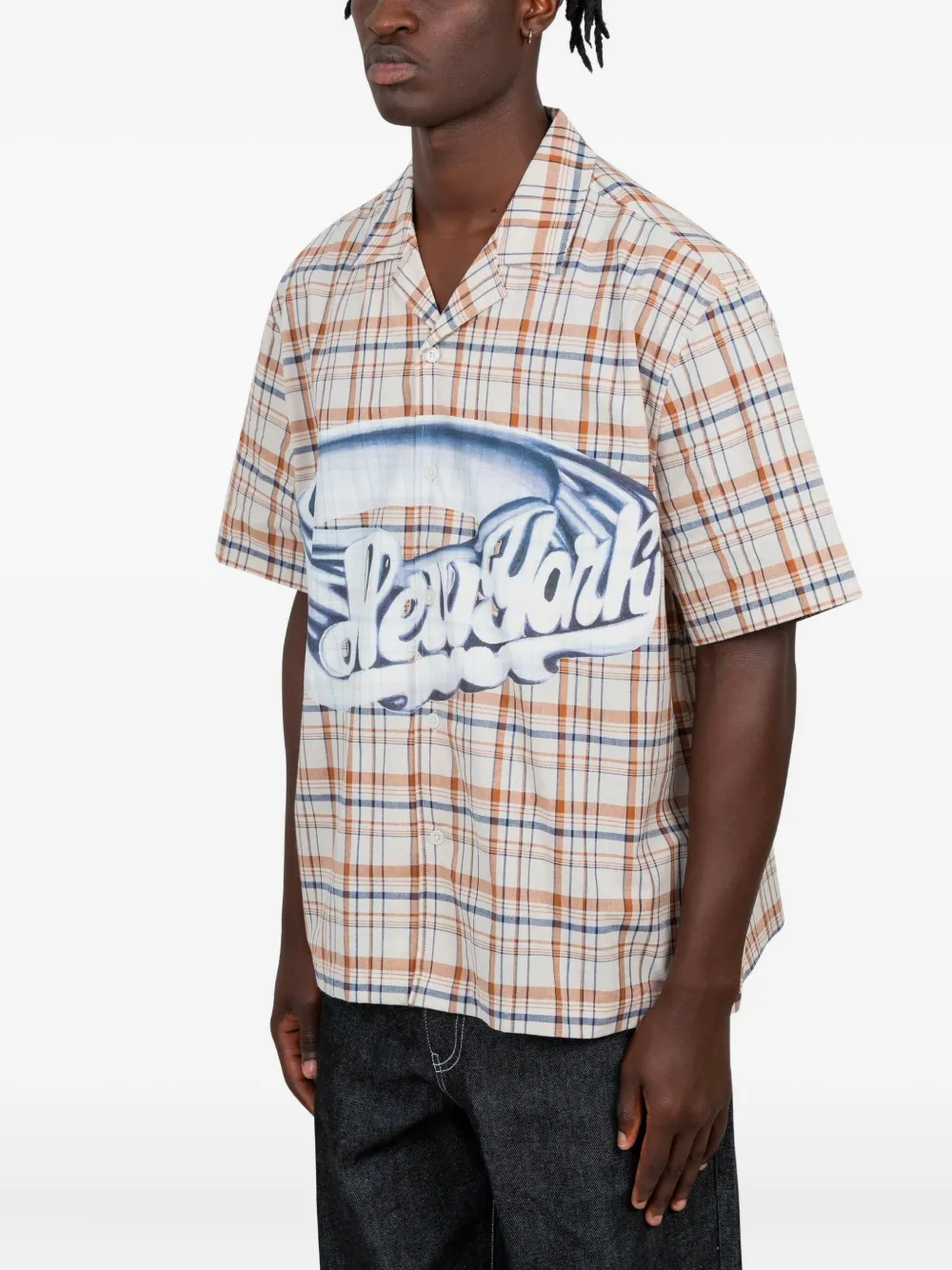 C.P. Company Geruit overhemd met New York-print - Beige