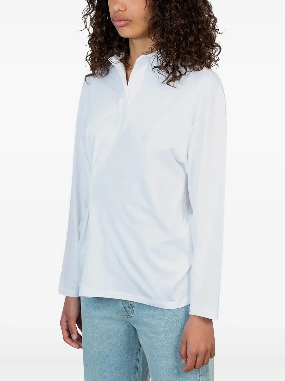 Gimaguas Poloshirt met gesmockt detail en lange mouwen - WHITE