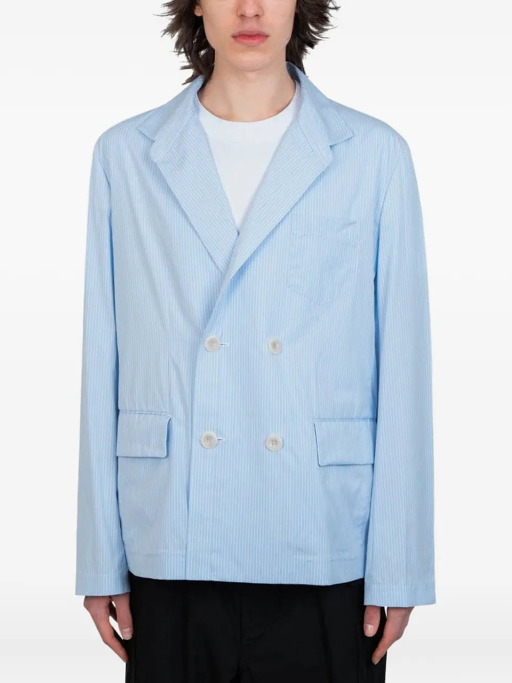 sacai pinstripe double-breasted blazer | Blue | Image 1