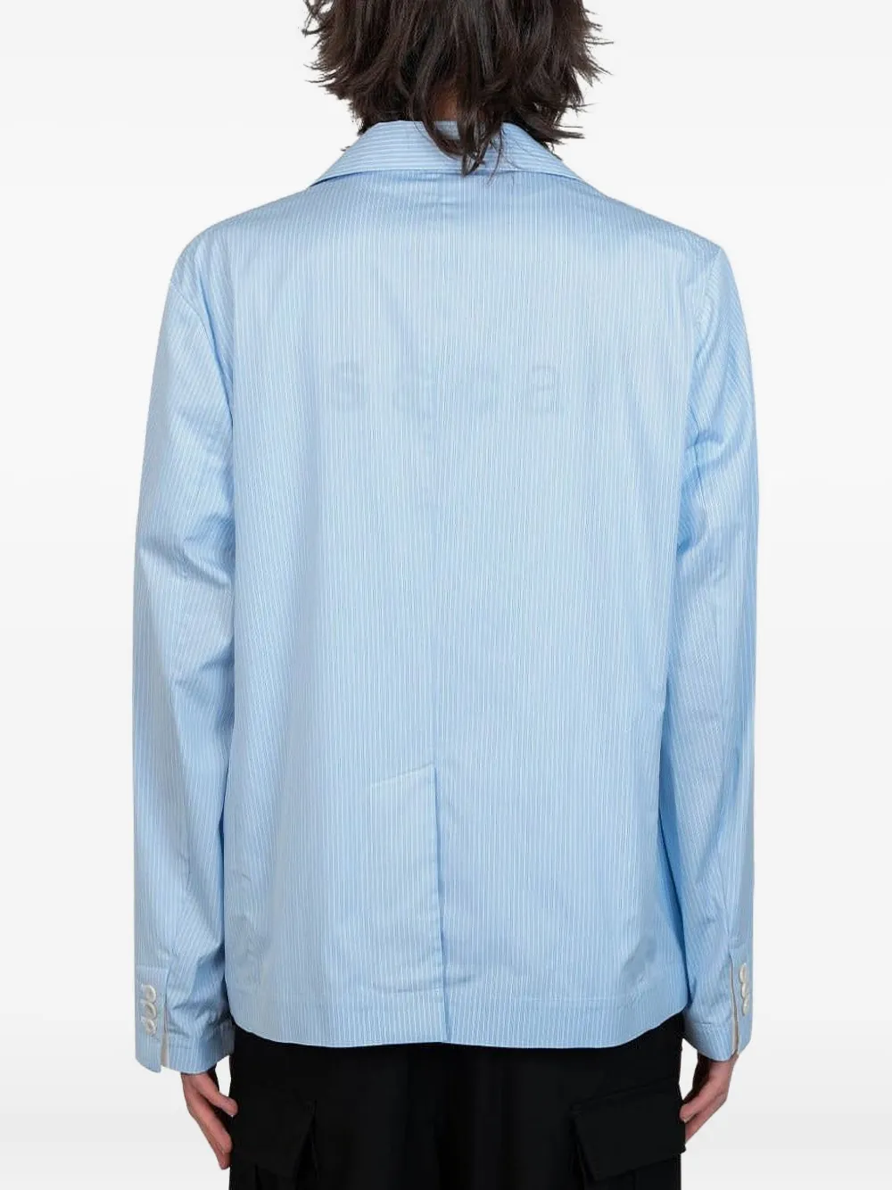 sacai Blazer met krijtstreep en dubbele rij knopen Blauw