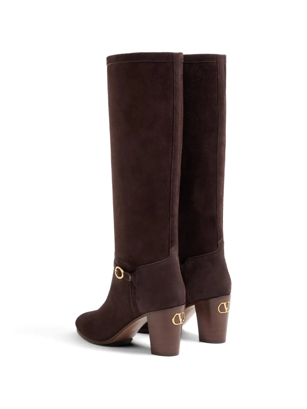 Valentino Garavani 70 mm suède laarzen met gespdetail Bruin