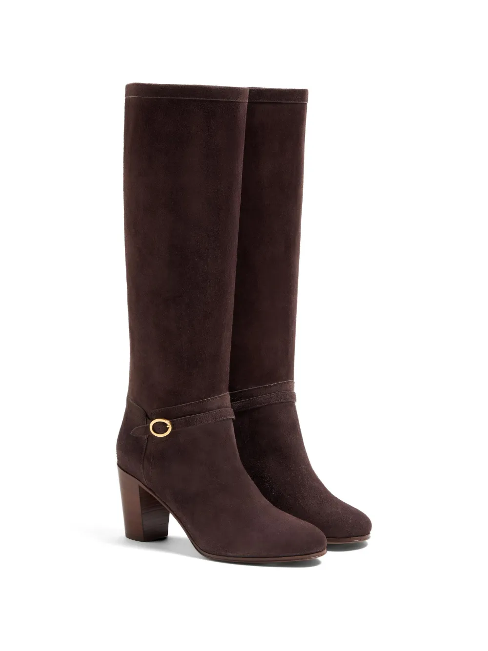 Valentino Garavani 70 mm suède laarzen met gespdetail Bruin