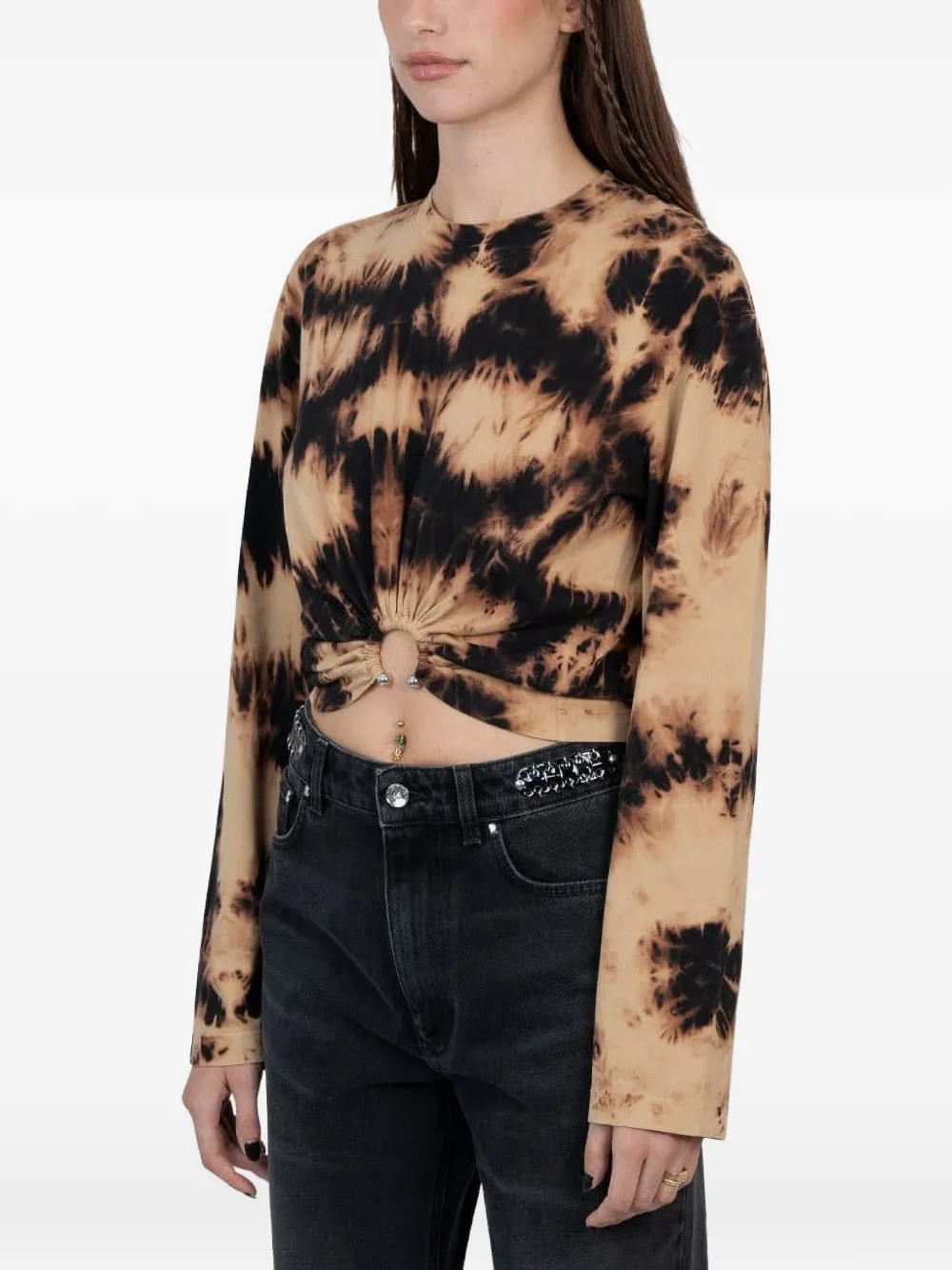 tie-dye ring-detail top