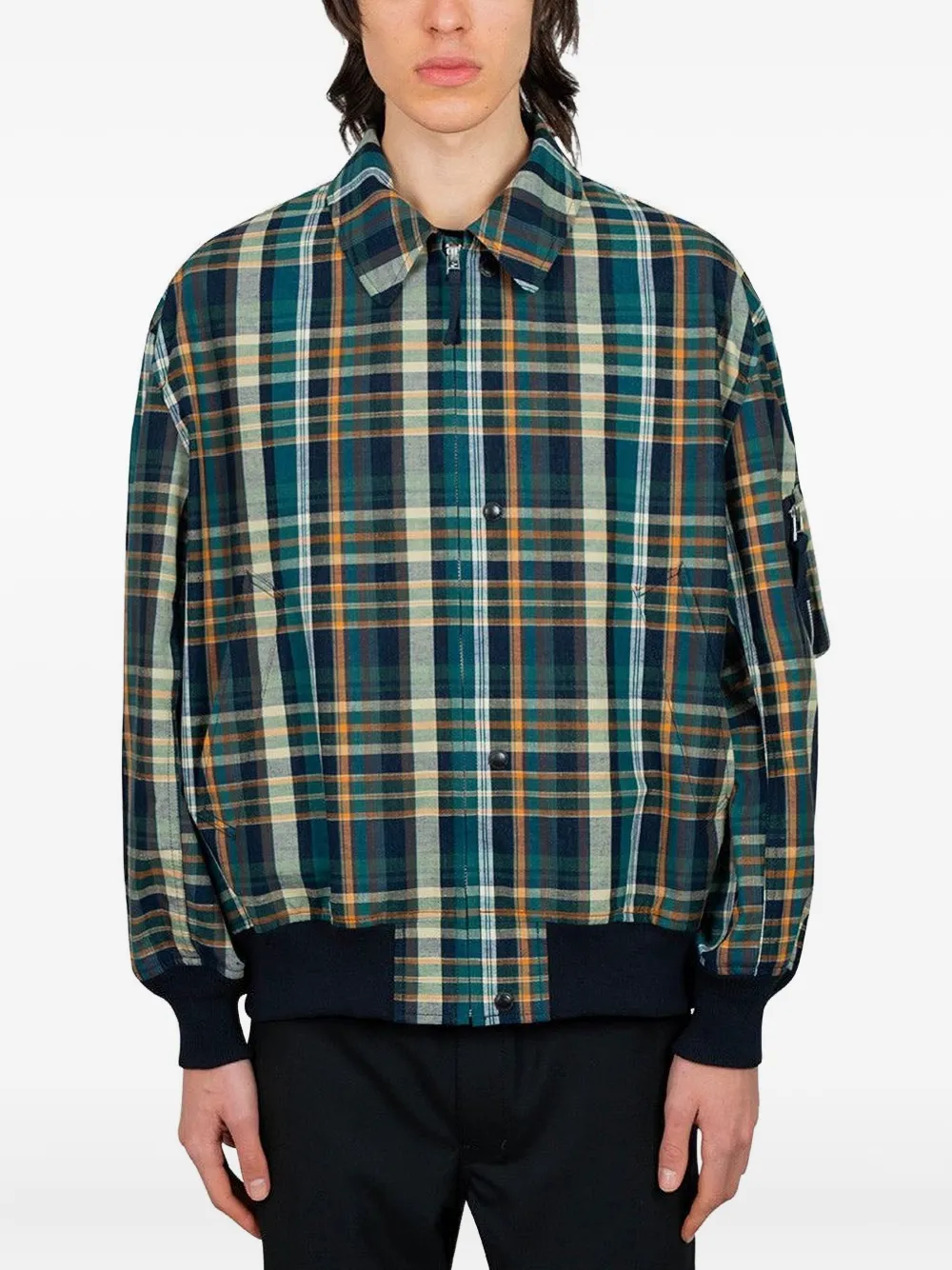 Comme des Garçons Homme checked zip-front jacket | Green | Image 1