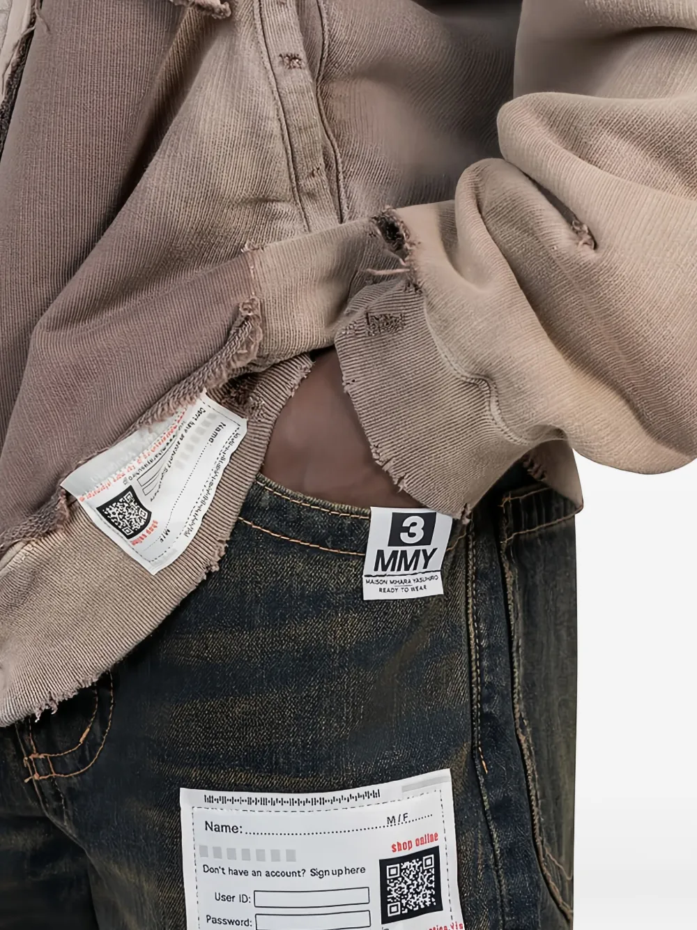 Maison MIHARA YASUHIRO Jeans met ritssluiting en vervaagd effect Grijs