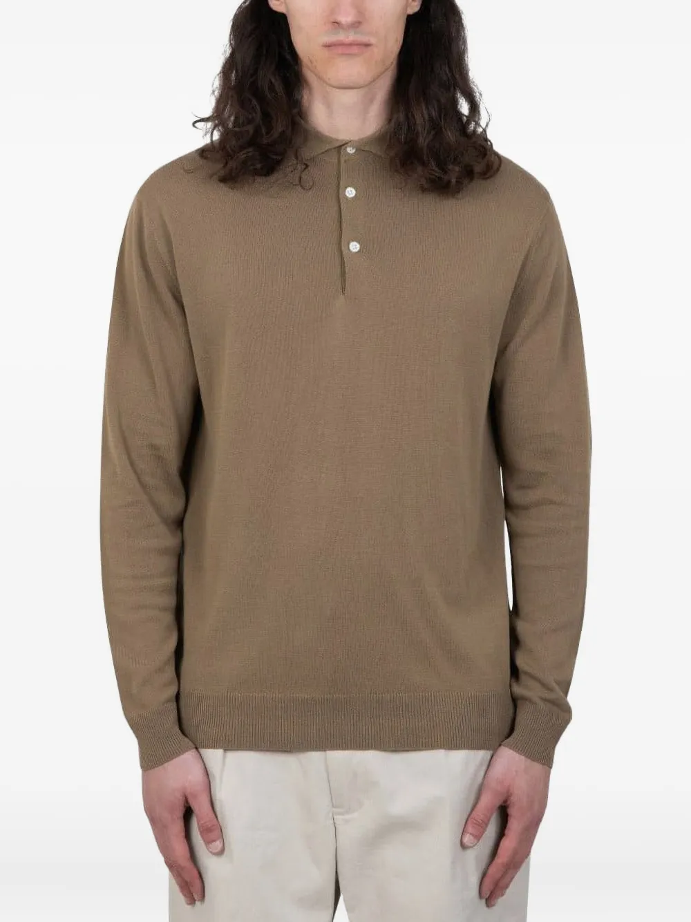Stone Island long-sleeve polo shirt Bruin