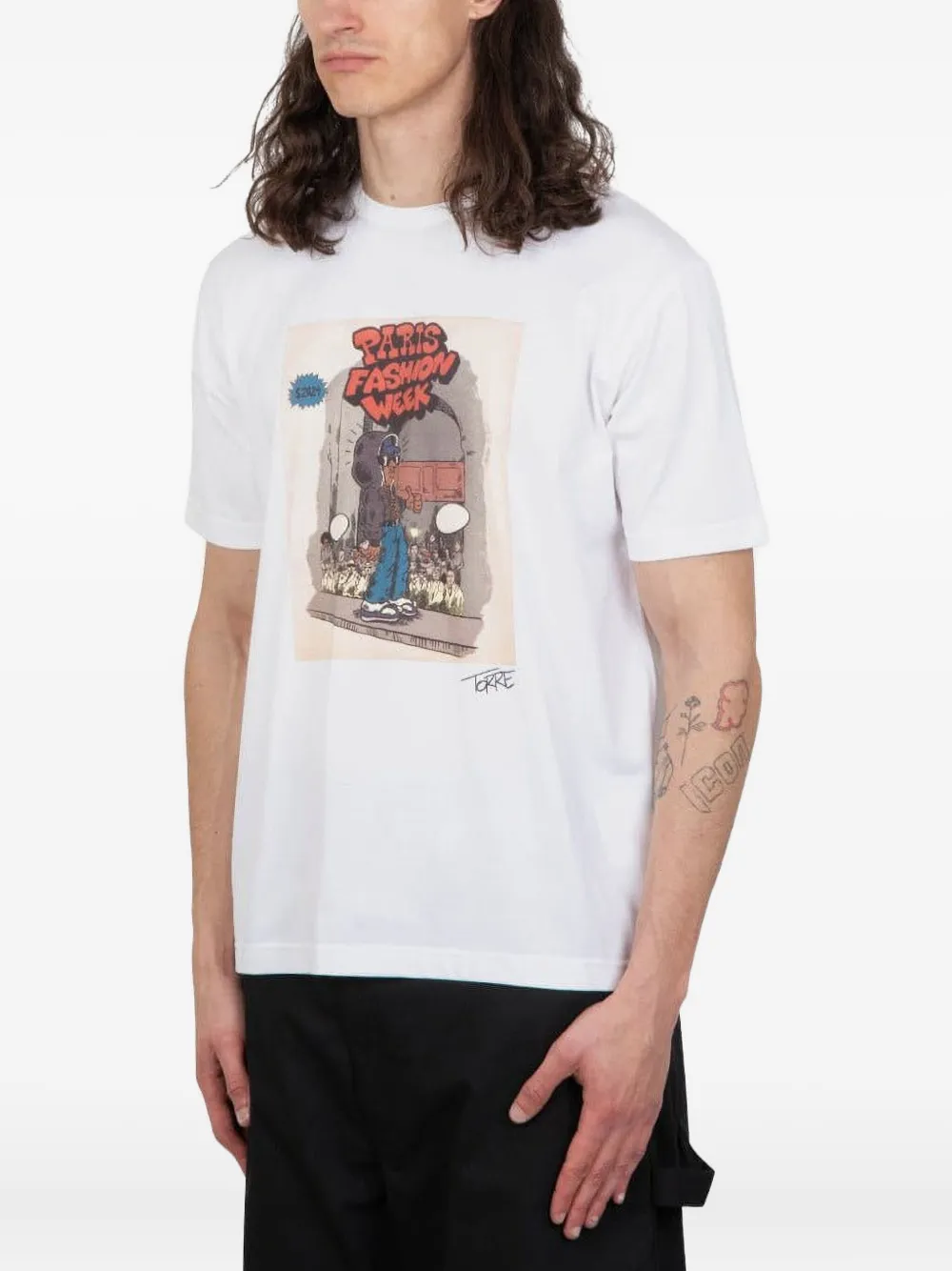 Junya Watanabe MAN T-shirt met grafische print Wit