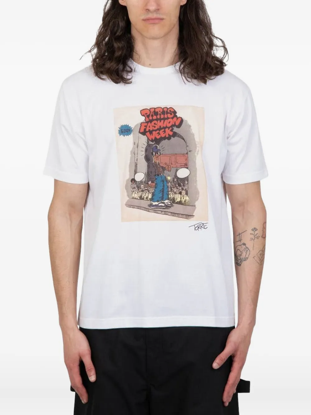 Junya Watanabe MAN graphic-print T-shirt - ホワイト Junya Watanabe MAN graphic-print T-shirt - ホワイト