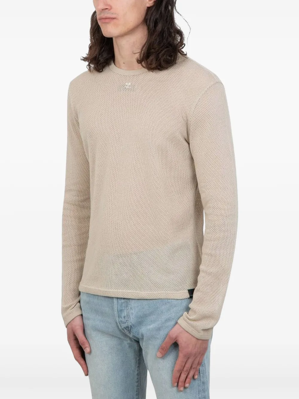 Courrèges mesh long-sleeve T-shirt - Beige