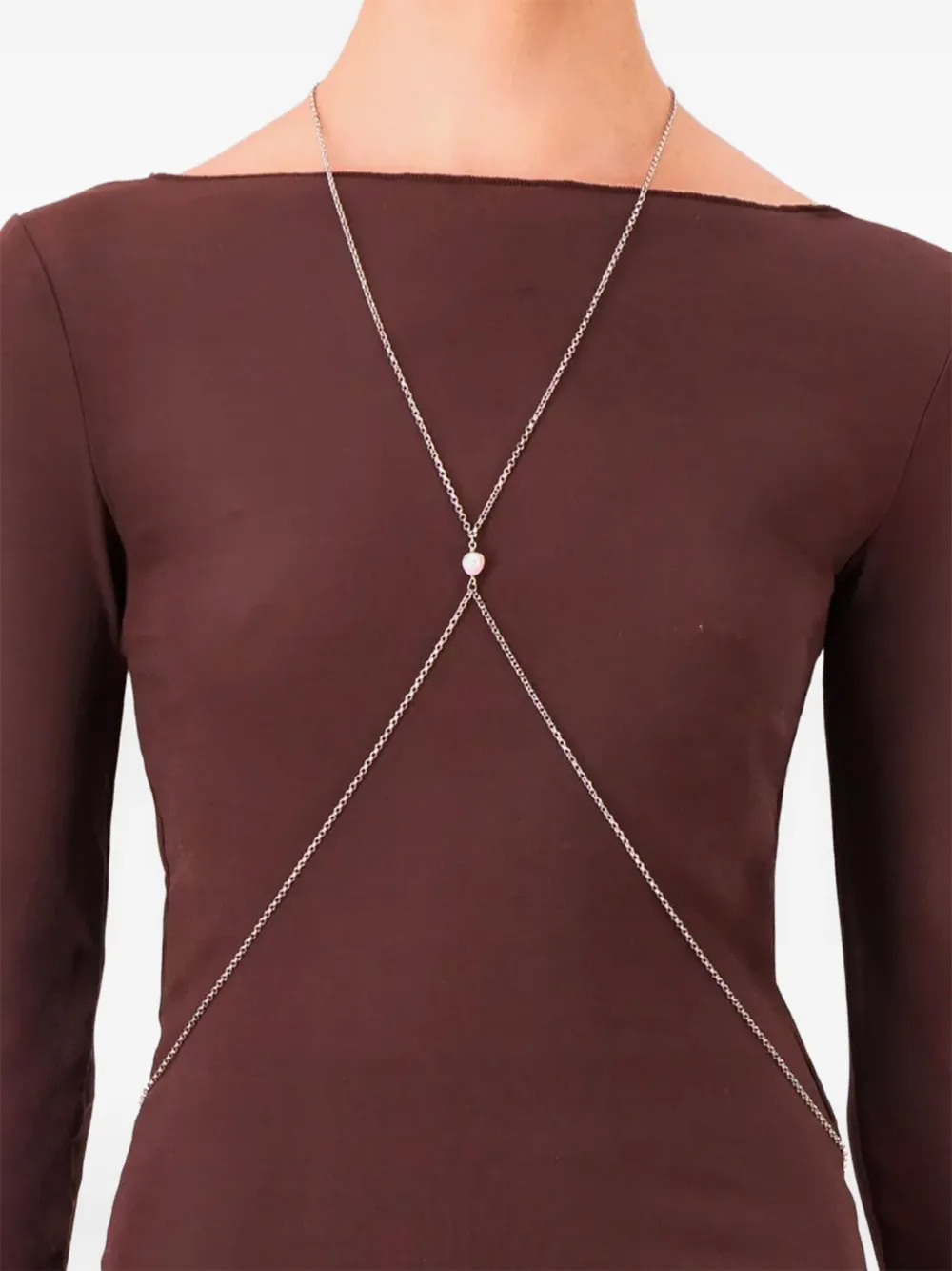 Justine Clenquet pearl-embellished body chain | Silver | Image 1