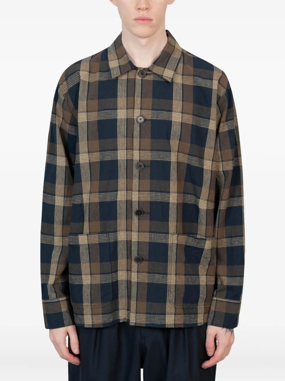 Universal Works checked shirt | Brown | Image 1