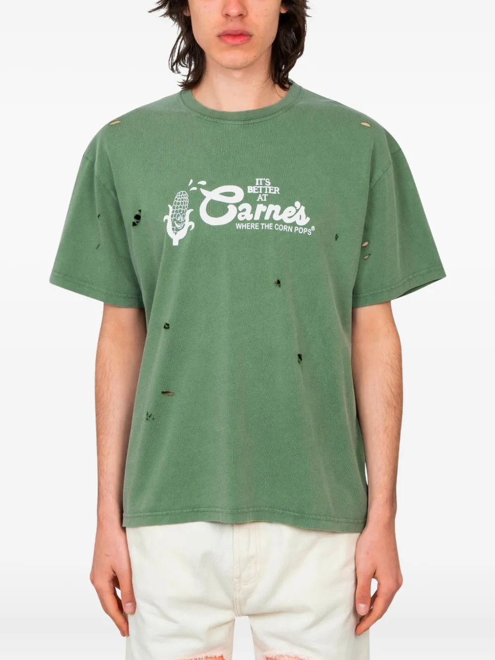 CARNE BOLLENTE distressed-finish T-shirt | Green | Image 1