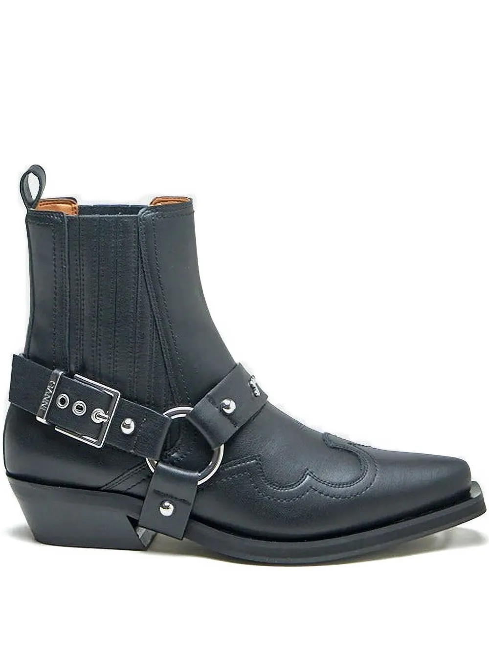 GANNI western-buckle cowboy boots Black