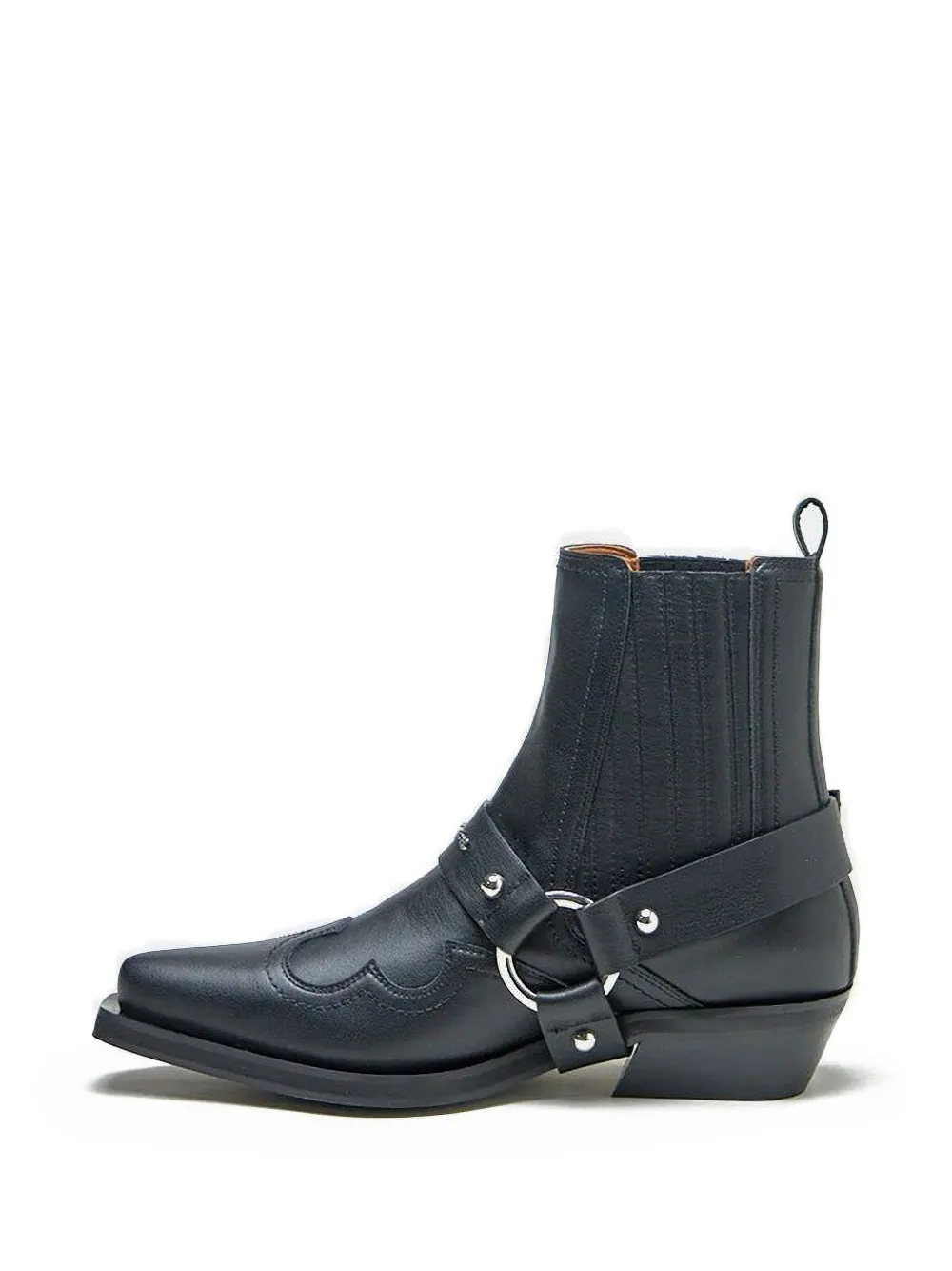 GANNI western-buckle cowboy boots Black