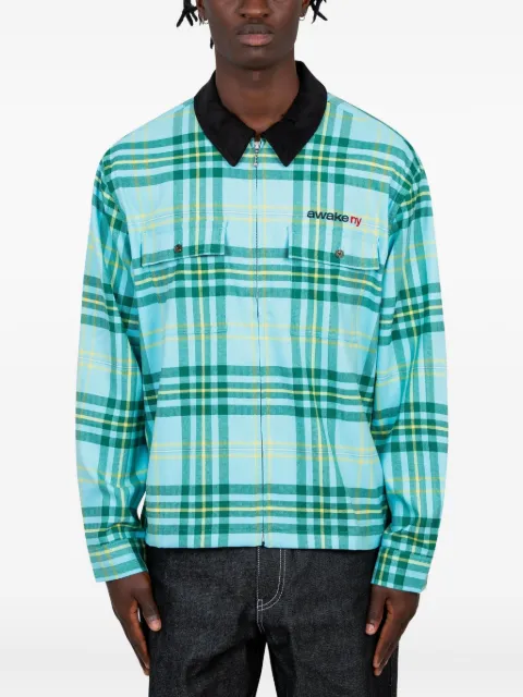 Awake NY plaid zip-up shirt