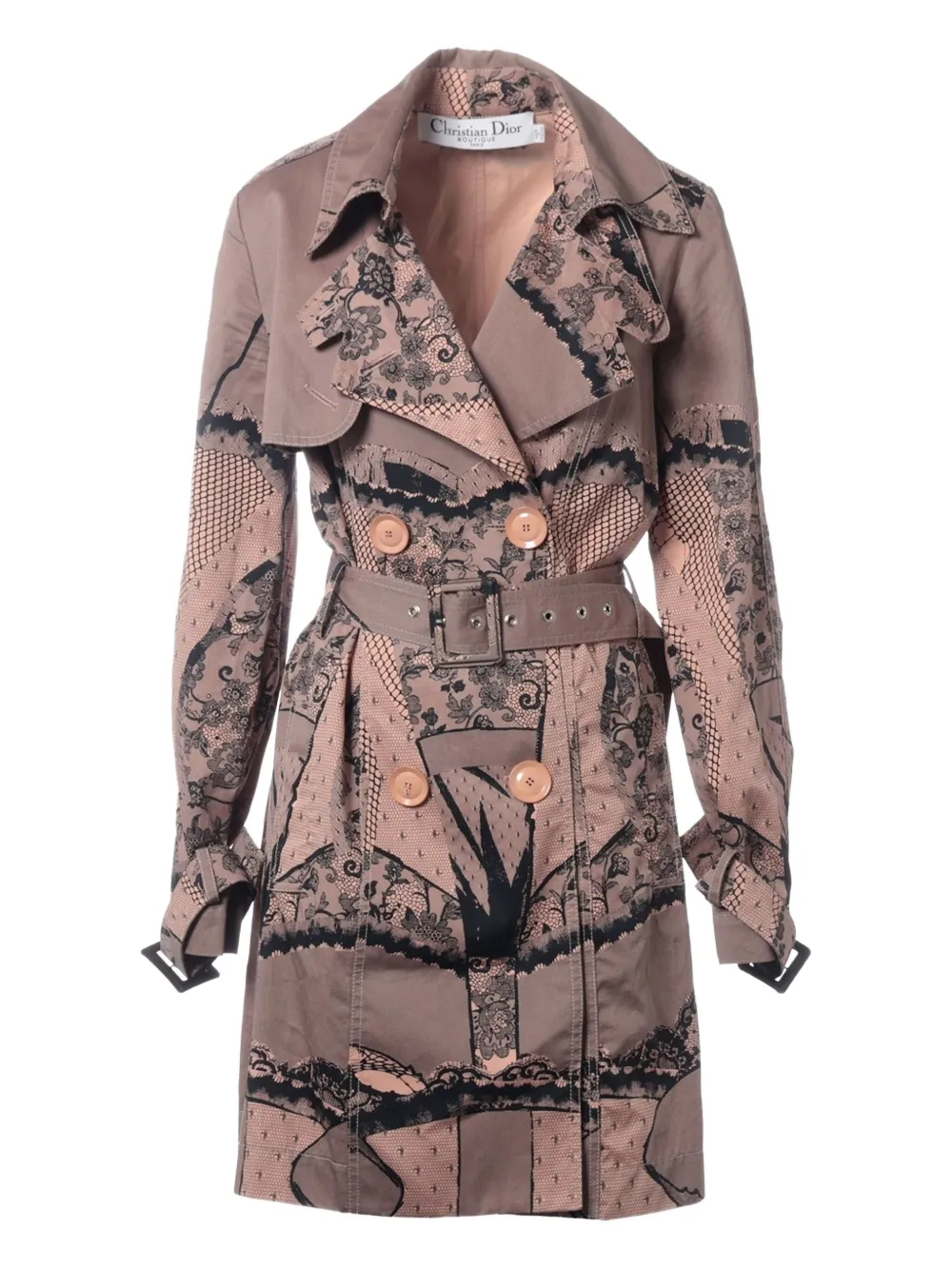 Christian Dior Pre-Owned 2023 lace-print trench coat | Neutrals | Image 1
