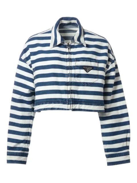 Prada Pre-Owned 2023 gestreifte Cropped-Jeansjacke