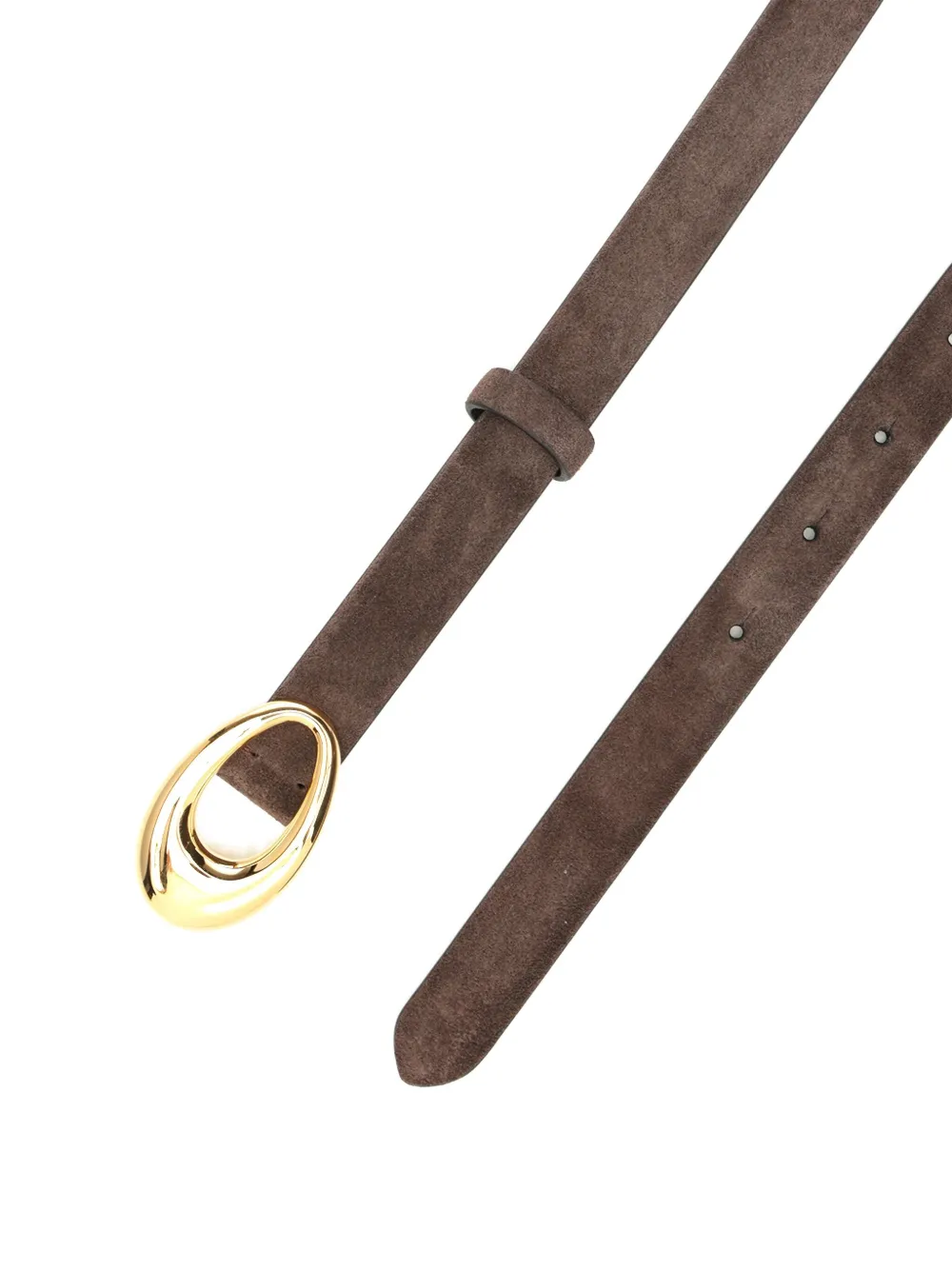 Khaite Oval-buckle Suede Belt In Brown