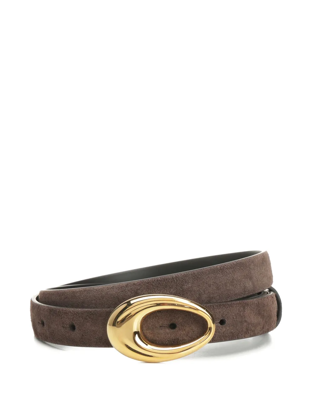 Khaite Oval-buckle Suede Belt In Brown